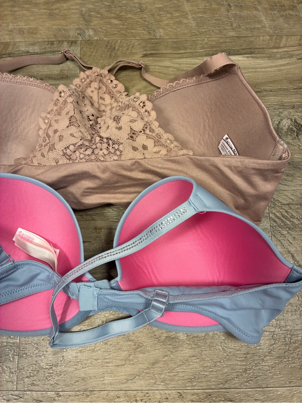 Victoria Secret 2 Bras Racerback Demi Wear Everywhere T Shirt Diamanté - Picture 9 of 11